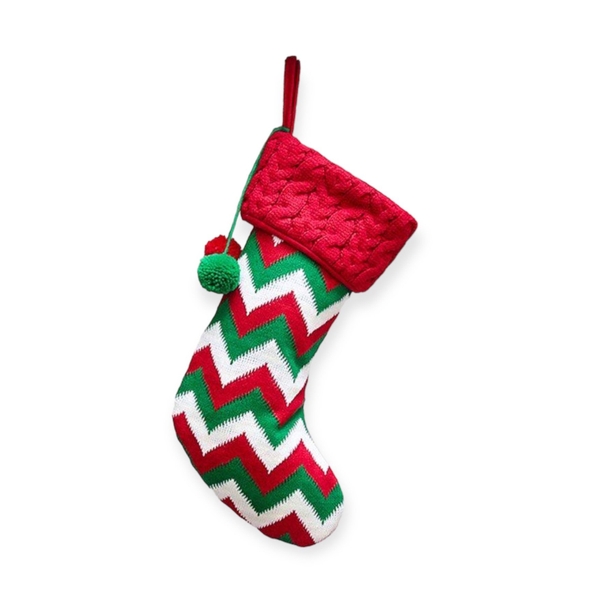Wool Christmas Stocking in Red &amp; Green