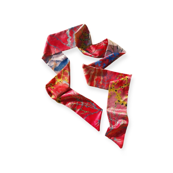LY VU -  “Pink Coral” Silk Twilly Scarf