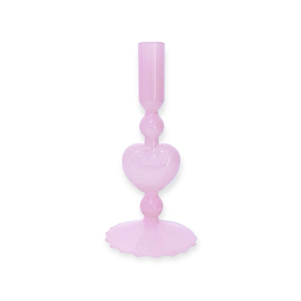 Short Glass Candle Holder In Pink