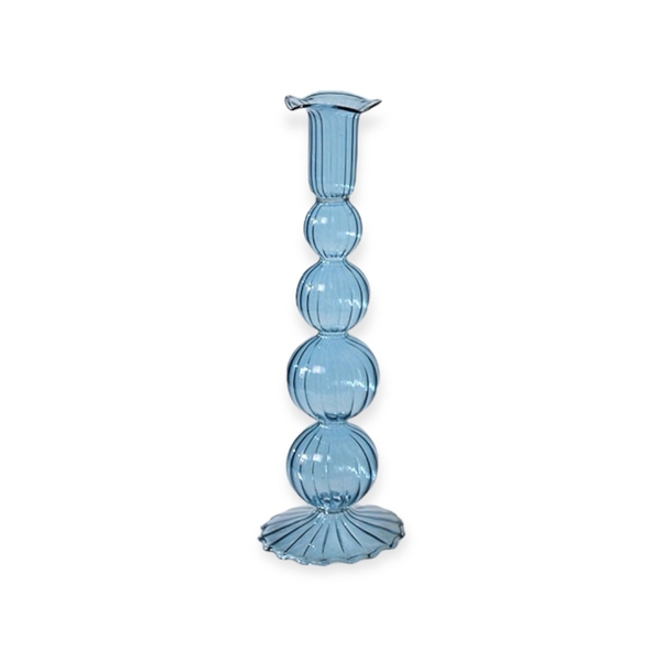 Tall Glass Candle Holder In Blue