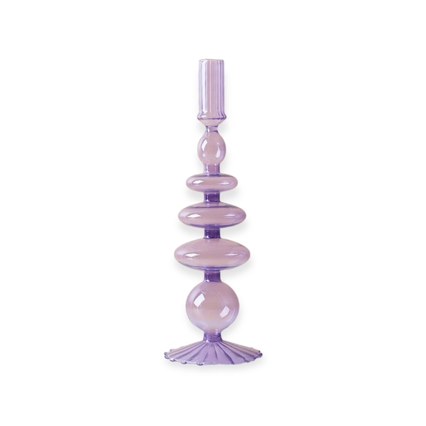 Tall Glass Candle Holder In Lilac No.1