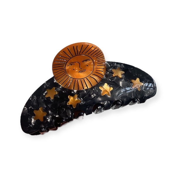 Heirloom Hair Claw - Black and Orange Sun