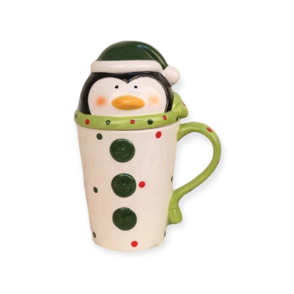 Christmas Mug With Lid - Penguin