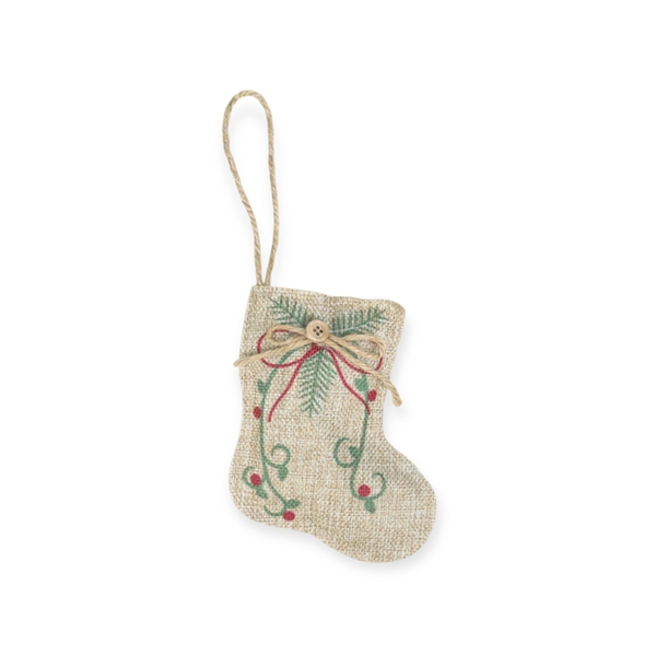 Christmas Ornament - Jute Fabric Sock