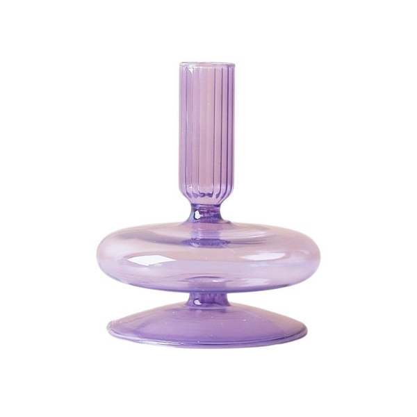 Short Glass Candle Holder in Lilac No.2