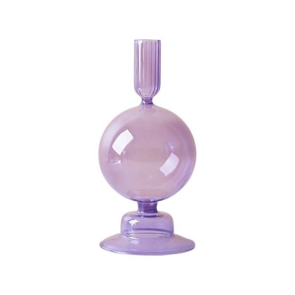Short Glass Candle Holder In Lilac No.1