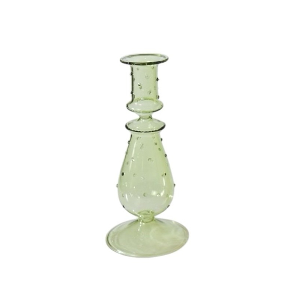 Short Glass Candle Holder In Lime