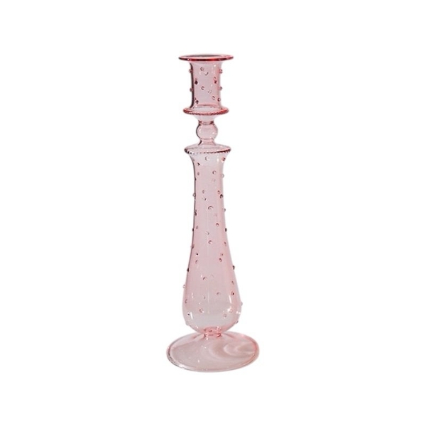 Tall Glass Candle Holder In Pink No.1