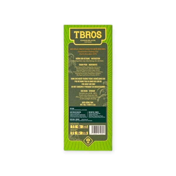 TBROS CHOCOLATE - Oolong Tea & Osmanthus Chocolate 62%