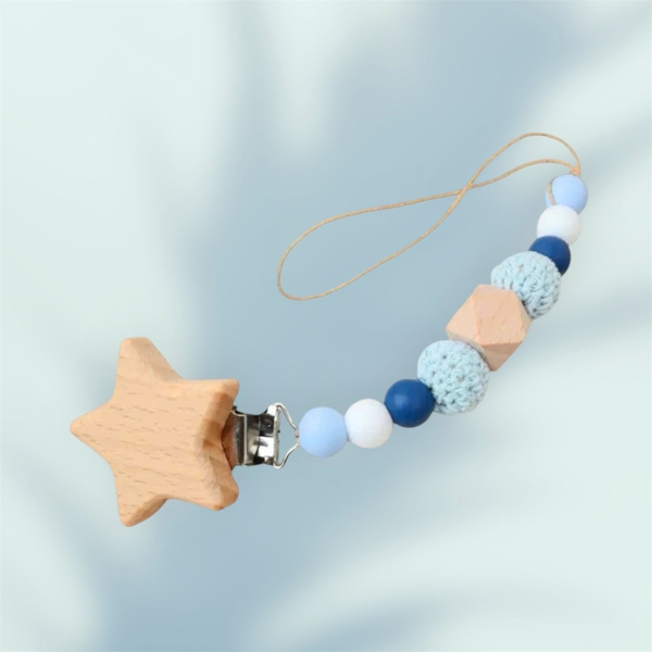 Baby ‘Star’ Macrame Pacifier Holder in Blue