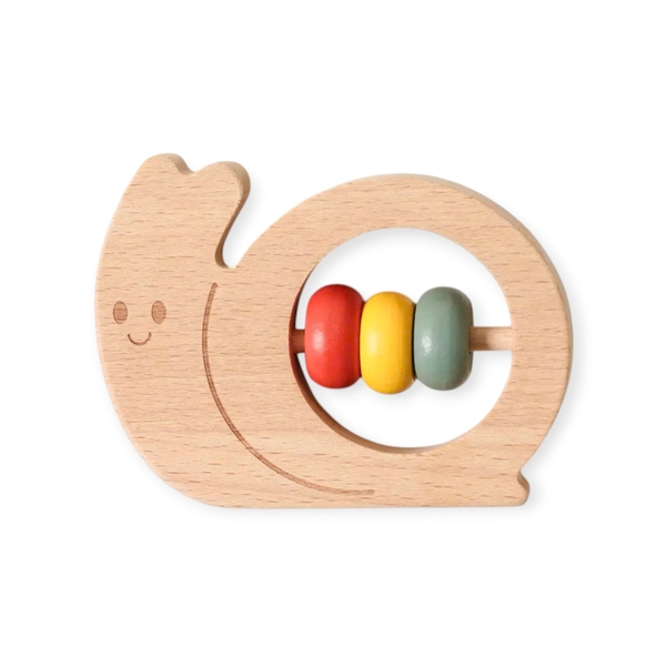 Wooden Rattle - Snail With Colorful Rings