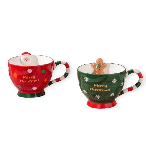 Christmas Mug - Gingerbread Man in Green