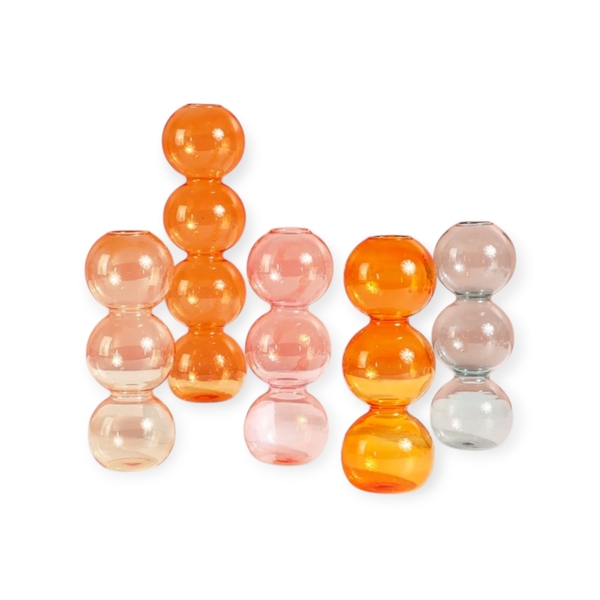 Tall Bubble Glass Vase in Beige