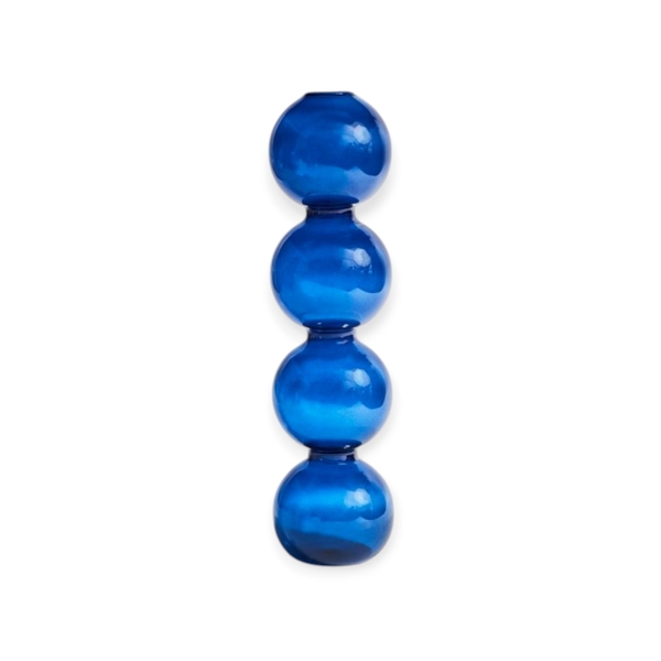 Tall Bubble Glass Vase in Navy