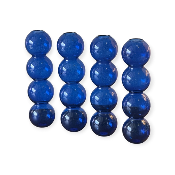 Tall Bubble Glass Vase in Navy