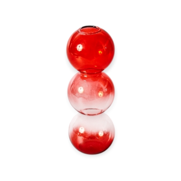 Short Bubble Glass Vase in Ombre Red