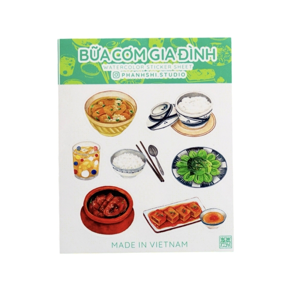 PHANHSHI STUDIO - ‘Bữa Cơm Gia Đình / Family Meal’ Mini Watercolor Sticker Sheet