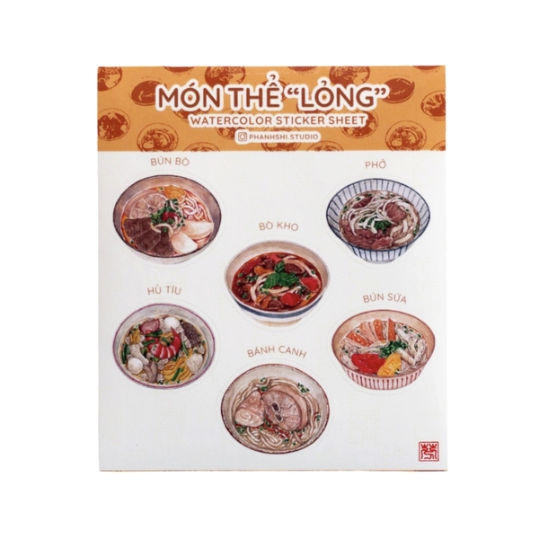 PHANHSHI STUDIO - ‘Món Thể Lỏng / Vietnamese Noodle Soup’ Mini Watercolor Sticker Sheet