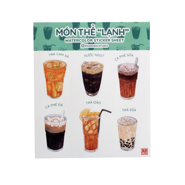 PHANHSHI STUDIO - ‘Món Thể Lạnh / Vietnamese Drink’ Mini Watercolor Sticker Sheet