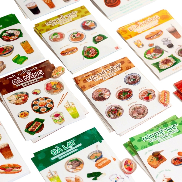 PHANHSHI STUDIO - ‘Bữa Ăn Sáng / Breakfast’ Mini Watercolor Sticker Sheet