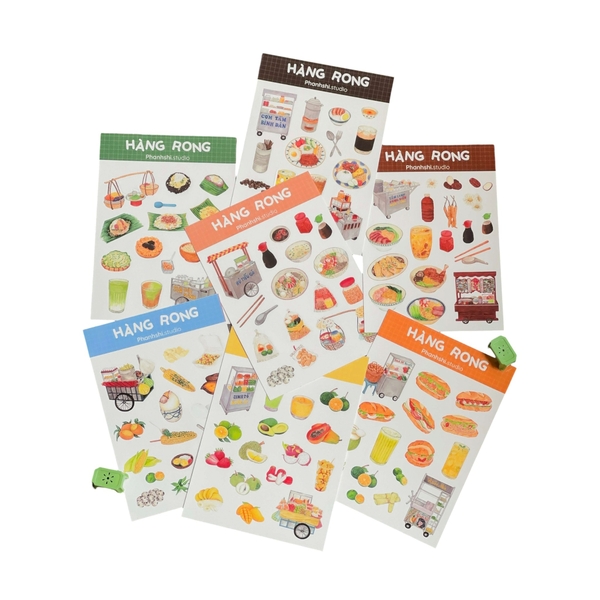 PHANHSHI STUDIO - ‘Hàng Rong / Street Vendor’ Sticker Sheet in Black