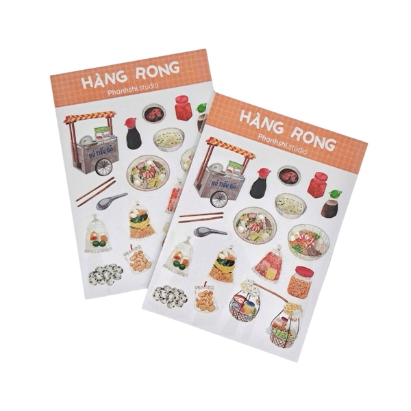 PHANHSHI STUDIO - ‘Hàng Rong / Street Vendor’ Sticker Sheet in Peach