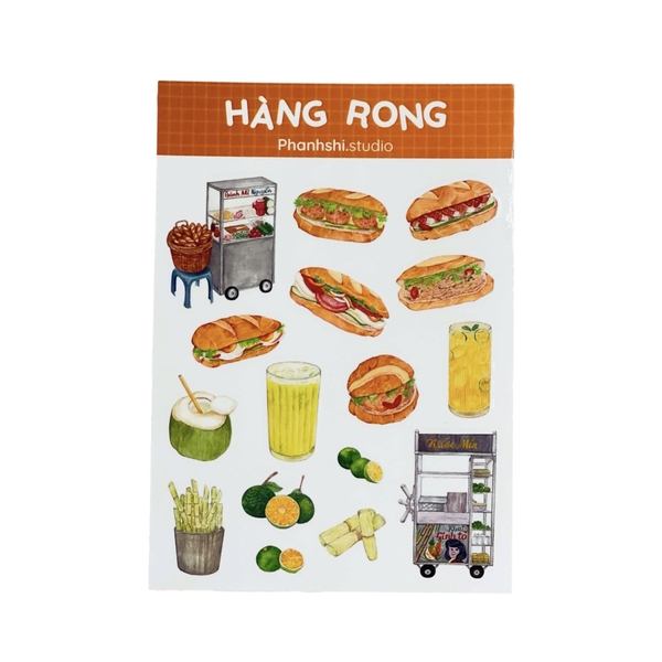 PHANHSHI STUDIO - ‘Hàng Rong / Street Vendor’ Sticker Sheet in Orange