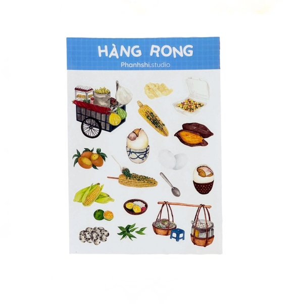PHANHSHI STUDIO - ‘Hàng Rong / Street Vendor’ Sticker Sheet in Blue