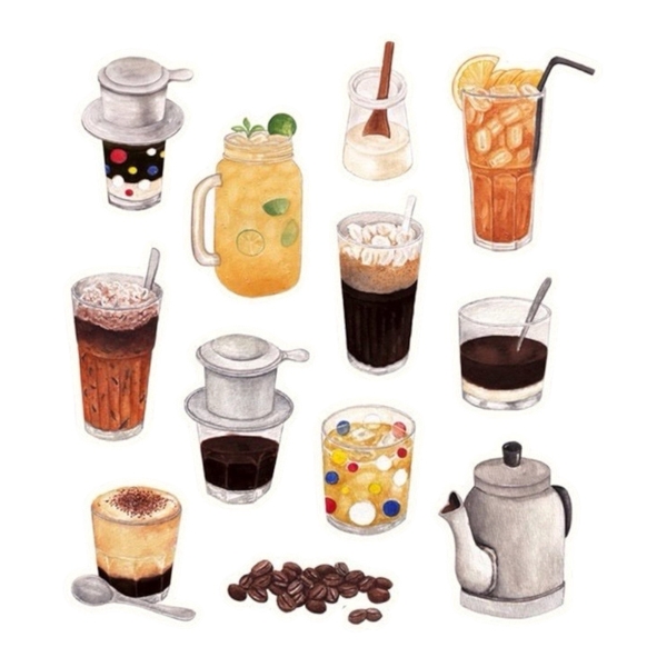 PHANHSHI STUDIO - ‘Vietnamese Coffee’ Watercolor Sticker Sheet