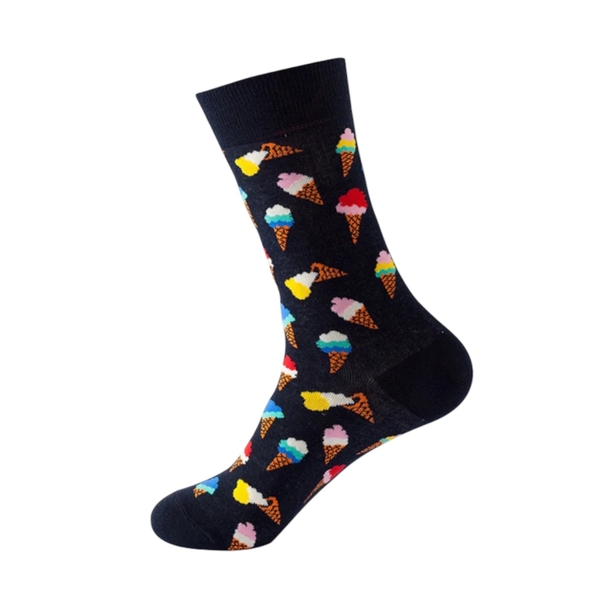 CREW SOCKS - Colorful Ice Cream In Black