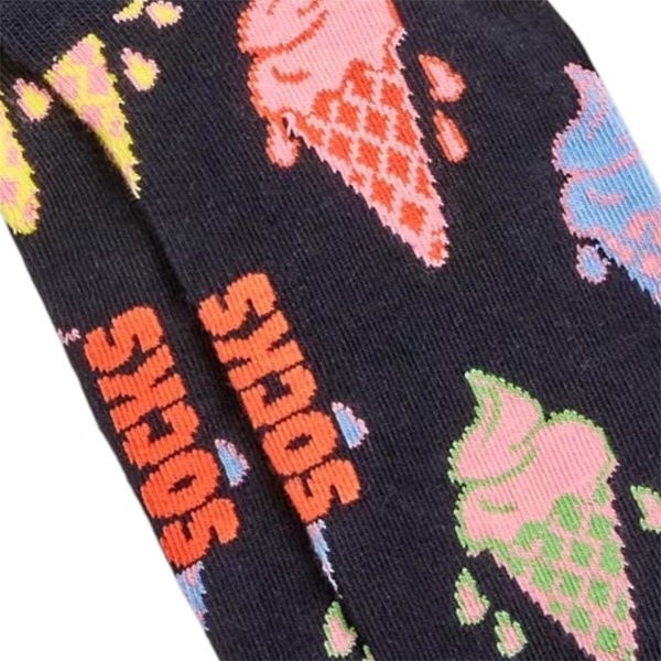 CREW SOCKS - Melting Ice Cream In Black