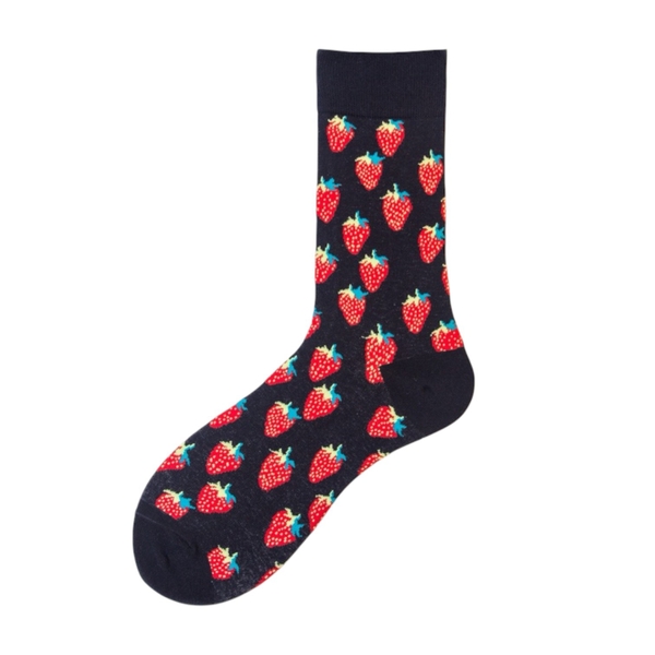 CREW SOCKS - Strawberry In Black