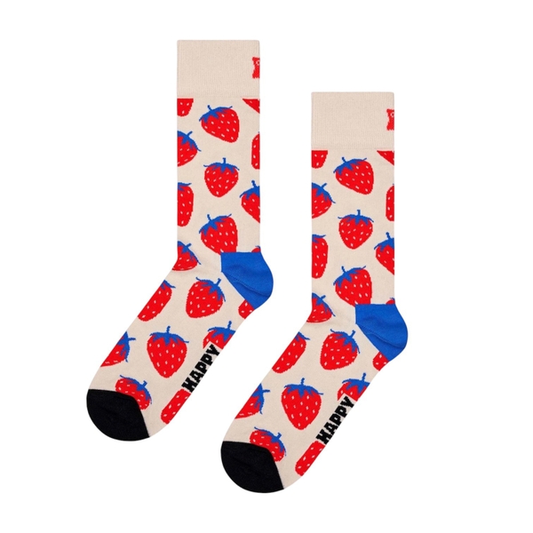 CREW SOCKS - Strawberry In White