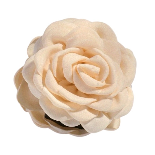 Fabric Hair Claw - Flower In Beige