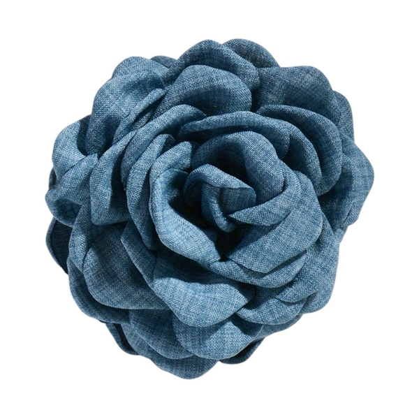 Fabric Hair Claw - Flower In Aquamarine