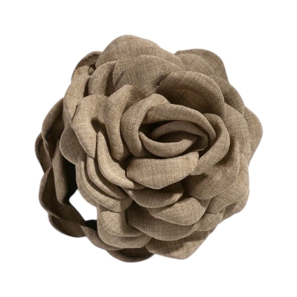 Fabric Hair Claw - Flower In Tan
