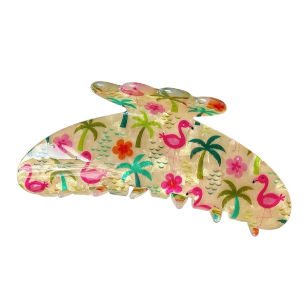 Jelly Hair Claw - Palm Tree & Flamingo