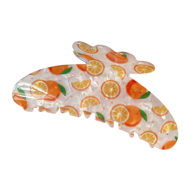 Jelly Hair Claw - White With Orange