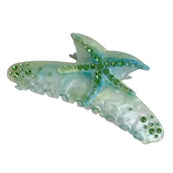 Hair Claw - Green Starfish