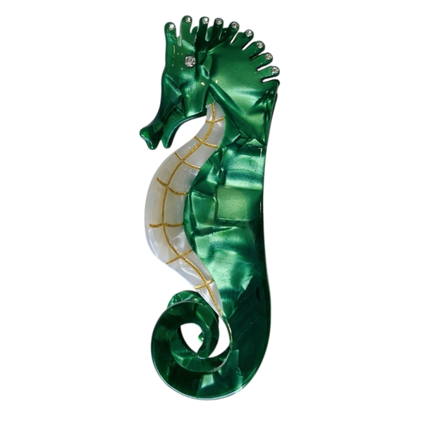 Hair Claw - Green Seahorse