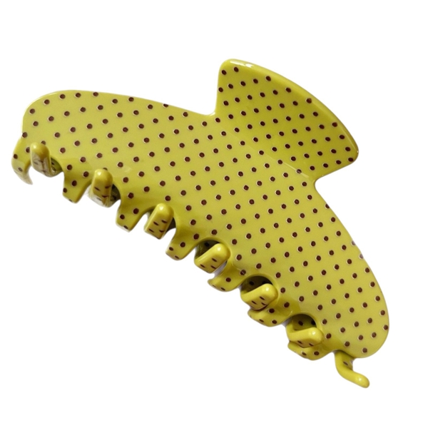 Heirloom Hair Claw - Polka Dots in Banana Green