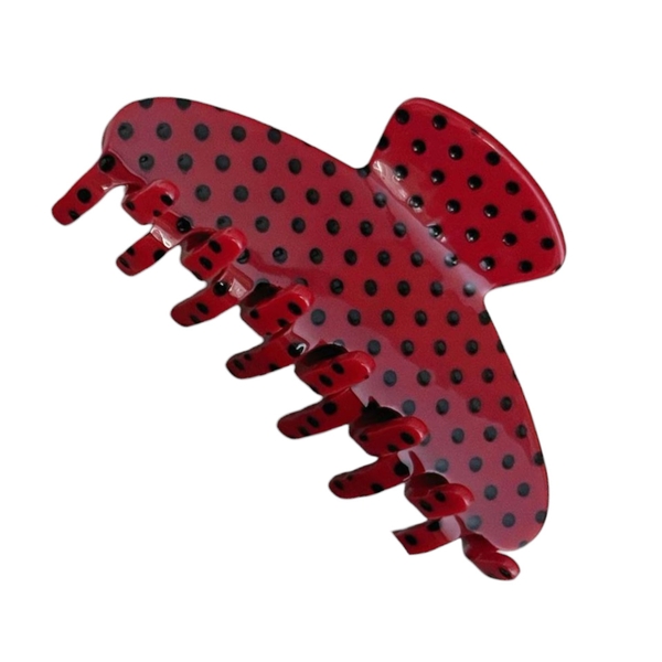 Heirloom Hair Claw - Polka Dots in Red