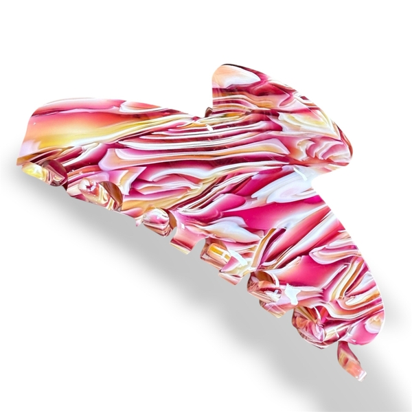 Heirloom Hair Claw - Pink & Yellow Marble