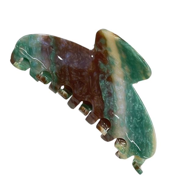 Heirloom Hair Claw - Green & Brown Stripe