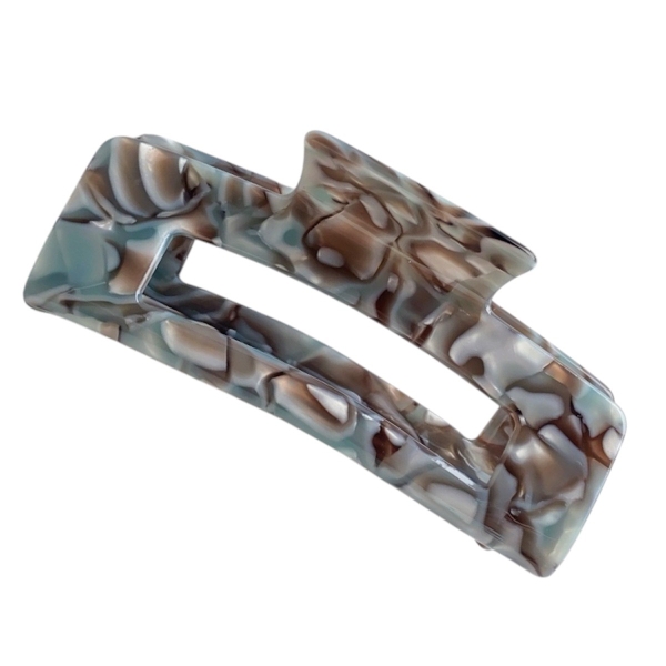 Rectangle Hair Claw - Grey Wavy