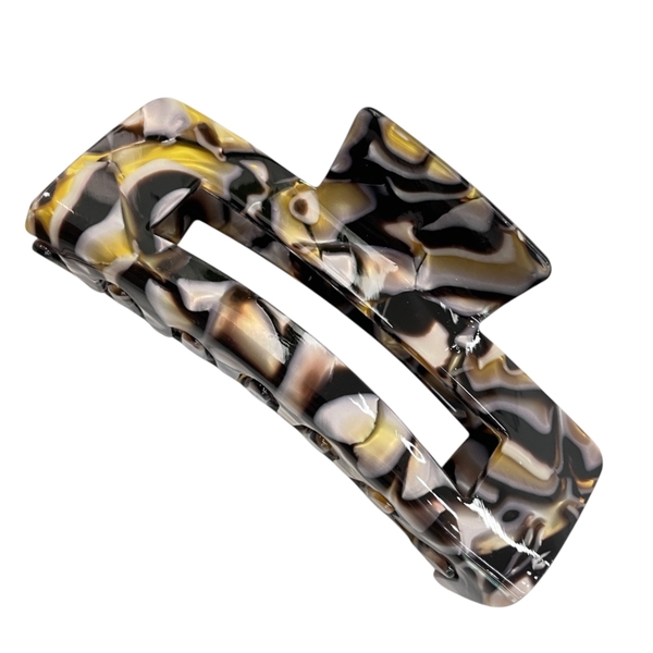 Rectangle Hair Claw - Brown Marble