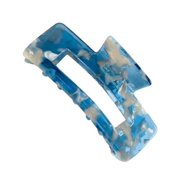 Rectangle Hair Claw - Blue Marble