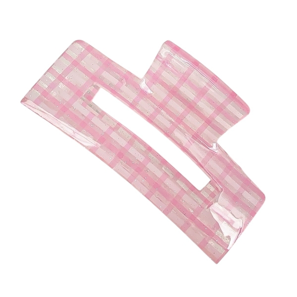 Rectangle Hair Claw - Pink Gingham