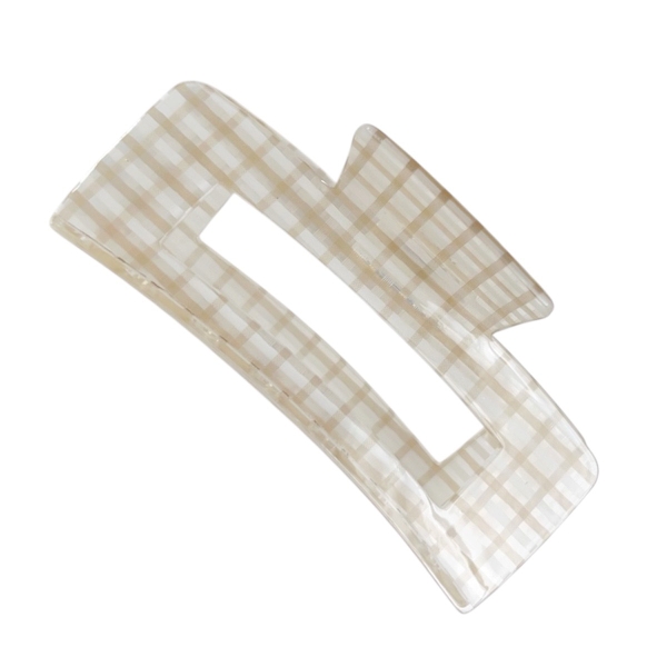 Rectangle Hair Claw - Beige Gingham