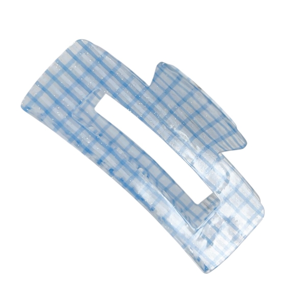 Rectangle Hair Claw - Blue Gingham